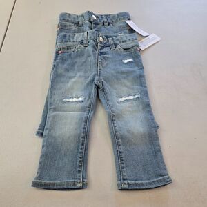 Ofluck Original Jeans Baby 18M Blue 2 Pairs Snap Closure Distressed Medium Wash